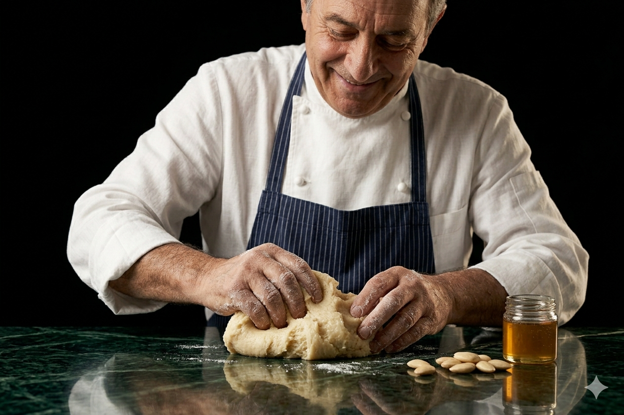 Man baking Siculera pastries